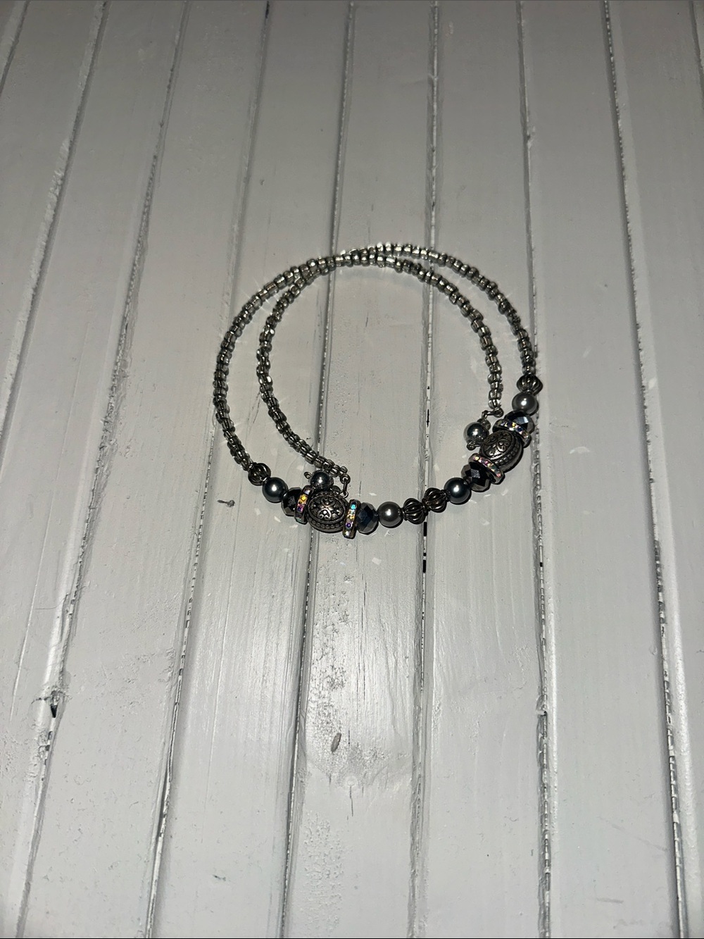 Hematite-Tone Necklace with Silver Accents